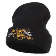 Spirit of Christmas Embroidered Long Beanie