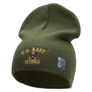 Licensed US Navy Retired Embroidered Short Beanie Made in USA