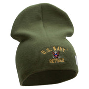 Licensed US Navy Retired Embroidered Short Beanie Made in USA