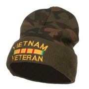 Vietnam Veteran Embroidered Camo Long Beanie