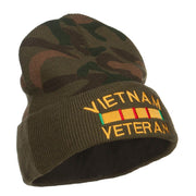 Vietnam Veteran Embroidered Camo Long Beanie