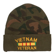 Vietnam Veteran Embroidered Camo Long Beanie