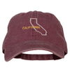 California with Map Outline Embroidered Washed Cotton Twill Cap