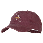 California with Map Outline Embroidered Washed Cotton Twill Cap