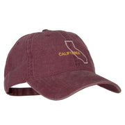 California with Map Outline Embroidered Washed Cotton Twill Cap