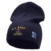 Licensed US Navy Retired Embroidered Short Beanie Made in USA