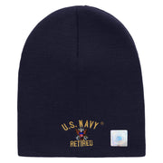 Licensed US Navy Retired Embroidered Short Beanie Made in USA