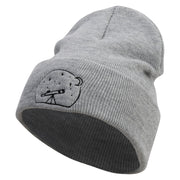 Telescope Logo Embroidered 12 Inch Long Knitted Beanie - Heather-Grey OSFM