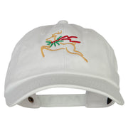 Reindeer Outline Embroidered Unstructured Washed Cap