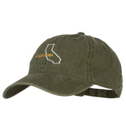 California with Map Outline Embroidered Washed Cotton Twill Cap