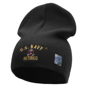 Licensed US Navy Retired Embroidered Short Beanie Made in USA