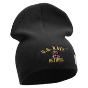 Licensed US Navy Retired Embroidered Short Beanie Made in USA