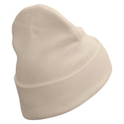 Telescope Logo Embroidered 12 Inch Long Knitted Beanie - Birch OSFM