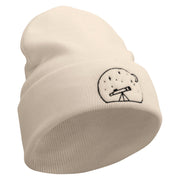 Telescope Logo Embroidered 12 Inch Long Knitted Beanie - Birch OSFM