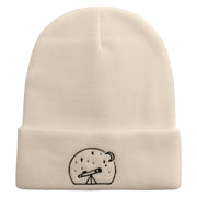 Telescope Logo Embroidered 12 Inch Long Knitted Beanie - Birch OSFM