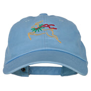 Reindeer Outline Embroidered Unstructured Washed Cap