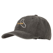 California with Map Outline Embroidered Washed Cotton Twill Cap