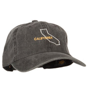 California with Map Outline Embroidered Washed Cotton Twill Cap