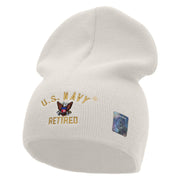 Licensed US Navy Retired Embroidered Short Beanie Made in USA