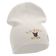 Licensed US Navy Retired Embroidered Short Beanie Made in USA