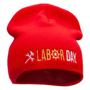 It's Labor Day Embroidered 8 Inch Knitted Short Beanie