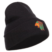 Rasta Lion Head Embroidered Long Beanie