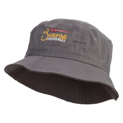 Surf Badge Embroidered Pigment Dyed Bucket Hat - Charcoal OSFM