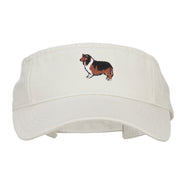 Rough Collie Embroidered Pro Style Cotton Washed Visor