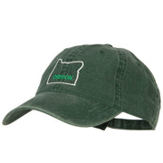 Oregon with Map Outline Embroidered Washed Cotton Twill Cap