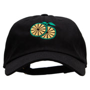 Sweet Orange Embroidered Unstructured Cotton Twill Washed Cap - Black OSFM