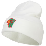 Rasta Lion Head Embroidered Long Beanie