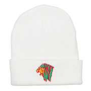 Rasta Lion Head Embroidered Long Beanie