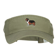 Rough Collie Embroidered Pro Style Cotton Washed Visor