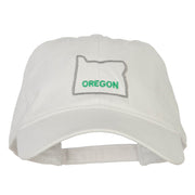 Oregon with Map Outline Embroidered Washed Cotton Twill Cap