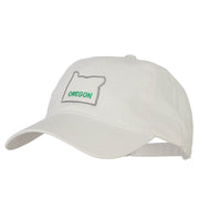 Oregon with Map Outline Embroidered Washed Cotton Twill Cap