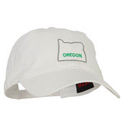 Oregon with Map Outline Embroidered Washed Cotton Twill Cap