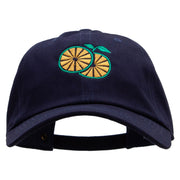 Sweet Orange Embroidered Unstructured Cotton Twill Washed Cap - Navy OSFM