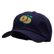 Sweet Orange Embroidered Unstructured Cotton Twill Washed Cap - Navy OSFM