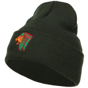 Rasta Lion Head Embroidered Long Beanie