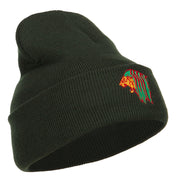 Rasta Lion Head Embroidered Long Beanie