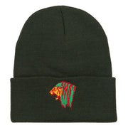 Rasta Lion Head Embroidered Long Beanie