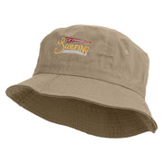 Surf Badge Embroidered Pigment Dyed Bucket Hat - Khaki OSFM