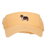 Rough Collie Embroidered Pro Style Cotton Washed Visor