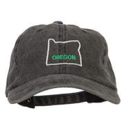 Oregon with Map Outline Embroidered Washed Cotton Twill Cap