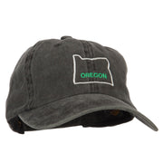 Oregon with Map Outline Embroidered Washed Cotton Twill Cap