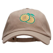 Sweet Orange Embroidered Unstructured Cotton Twill Washed Cap - Khaki OSFM