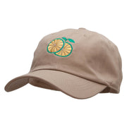 Sweet Orange Embroidered Unstructured Cotton Twill Washed Cap - Khaki OSFM