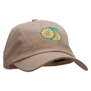 Sweet Orange Embroidered Unstructured Cotton Twill Washed Cap - Khaki OSFM