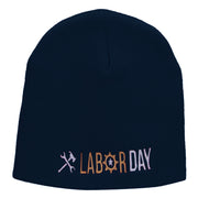 It's Labor Day Embroidered 8 Inch Knitted Short Beanie