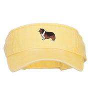 Rough Collie Embroidered Pro Style Cotton Washed Visor